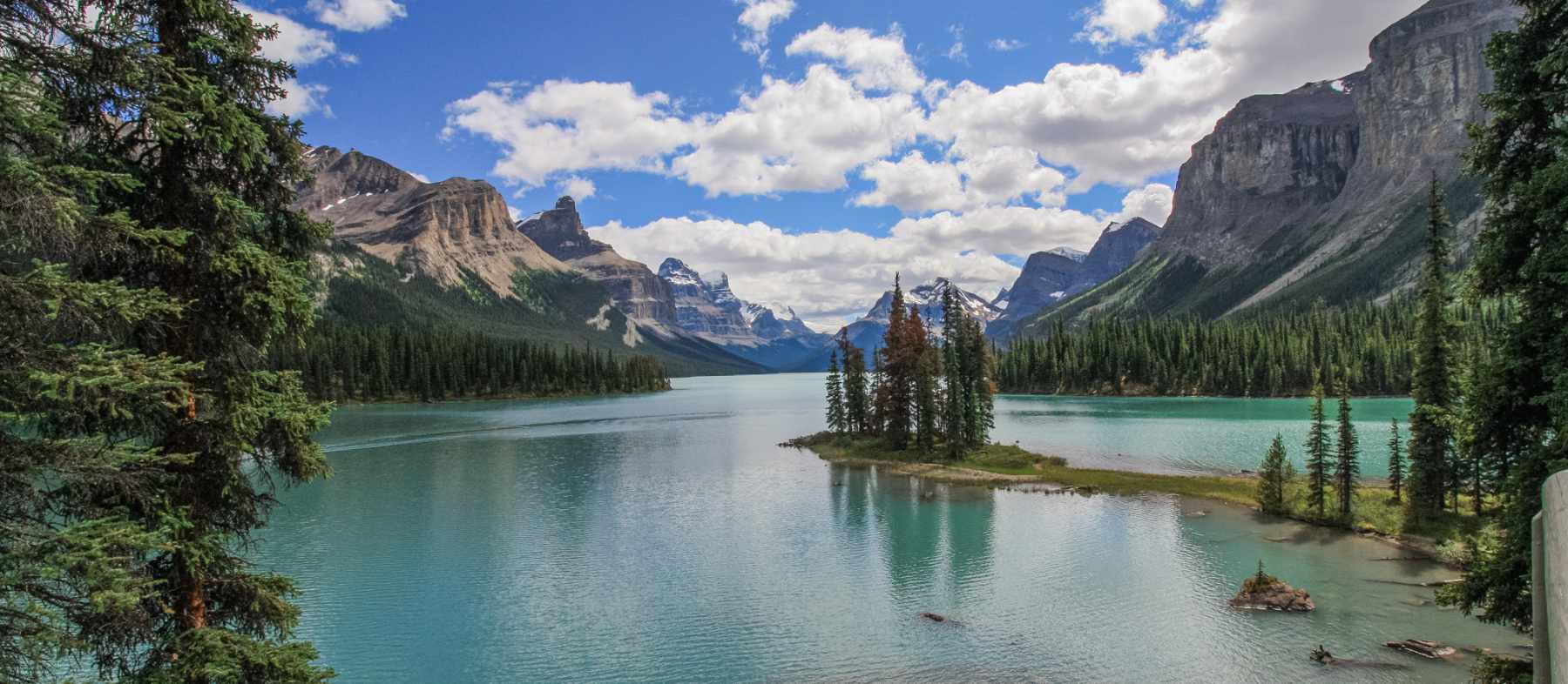 Spirit Island in Rocky Mountains, Maligne Lake, Alberta