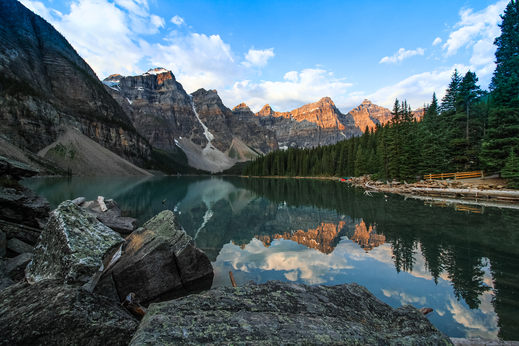 Moraine Lake, Alberta, Canada sunset mountains lake scene